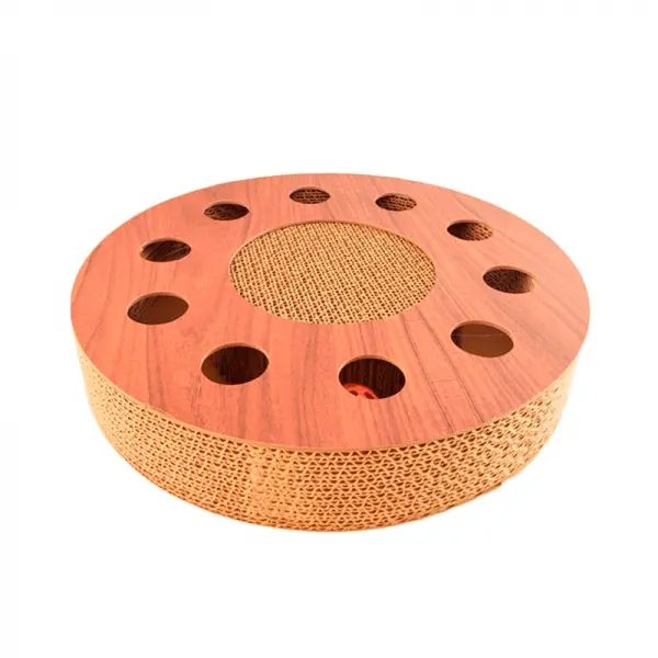 Rascador Redondo Beige con Pelotas