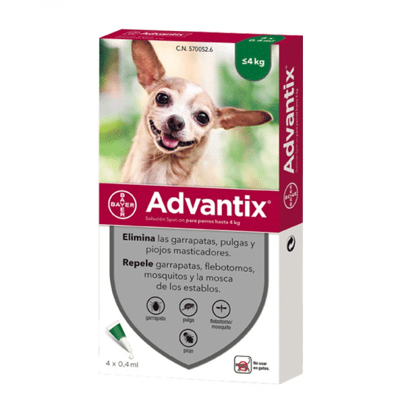 Pipeta Advantix para Perros - Hasta 4 Kg