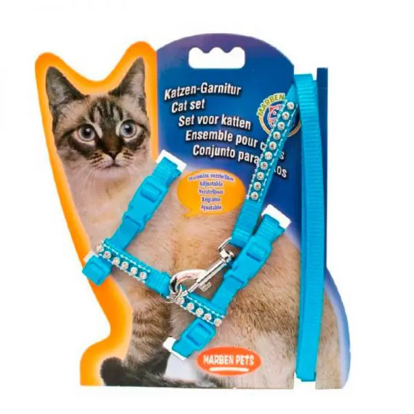 Arnes Para Gato Con Brillos - Azul Claro