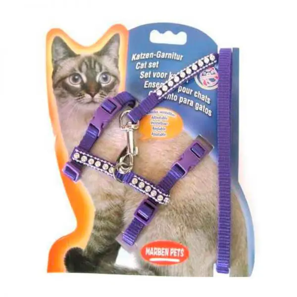 Arnes Para Gato Con Brillos - Morado