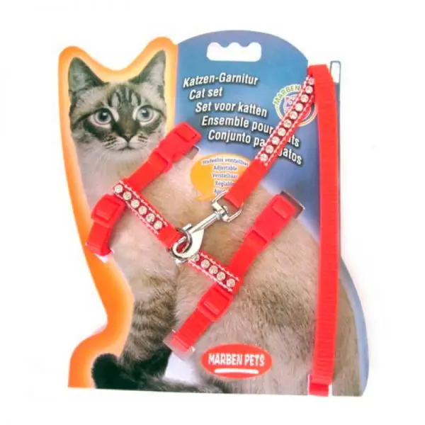 Arnes Para Gato Con Brillos - Rojo