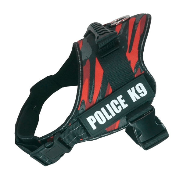 Arnés K9 Wonder Dog diseño camuflaje rojo y gris XXL