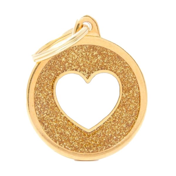Gold Big Glitter Circle Black Heart Chapita My Family