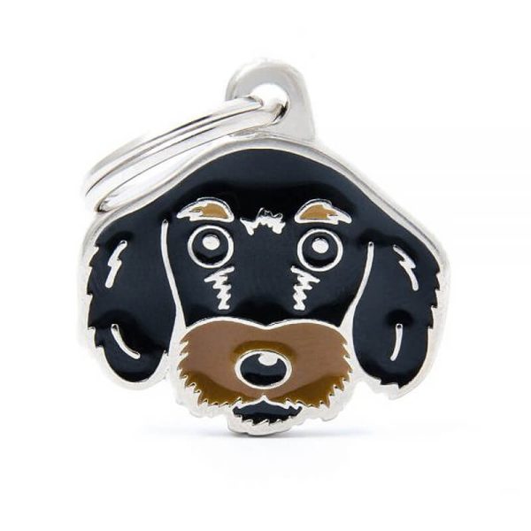 Chapita My Family PLACA PERRO SALCHICHA PELO DURO NEGRO
