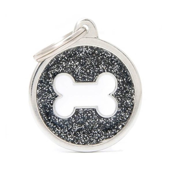 Chapita My Family Black Big Glitter Circle White Bone