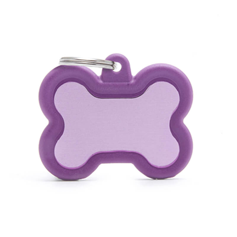 MYFAMILY ID TAG - HUSHTAG COLLECTION - ALUMINUM PURPLE BONE WITH PURPLE RUBBER Chapita My Family - Purple Bone Alu Purple Rubber