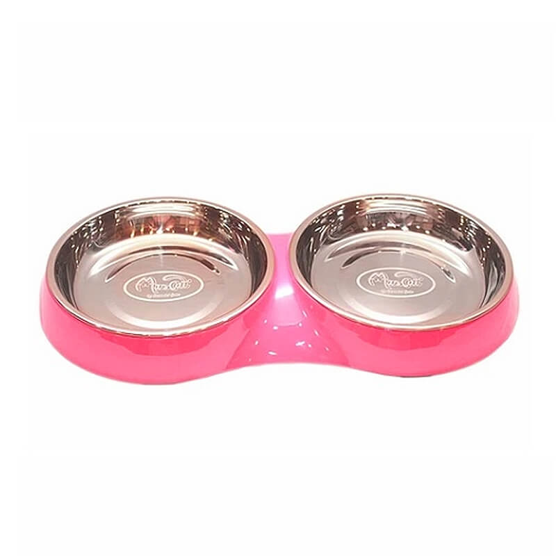Plato Alimentador Doble Para Gatos - Fucsia