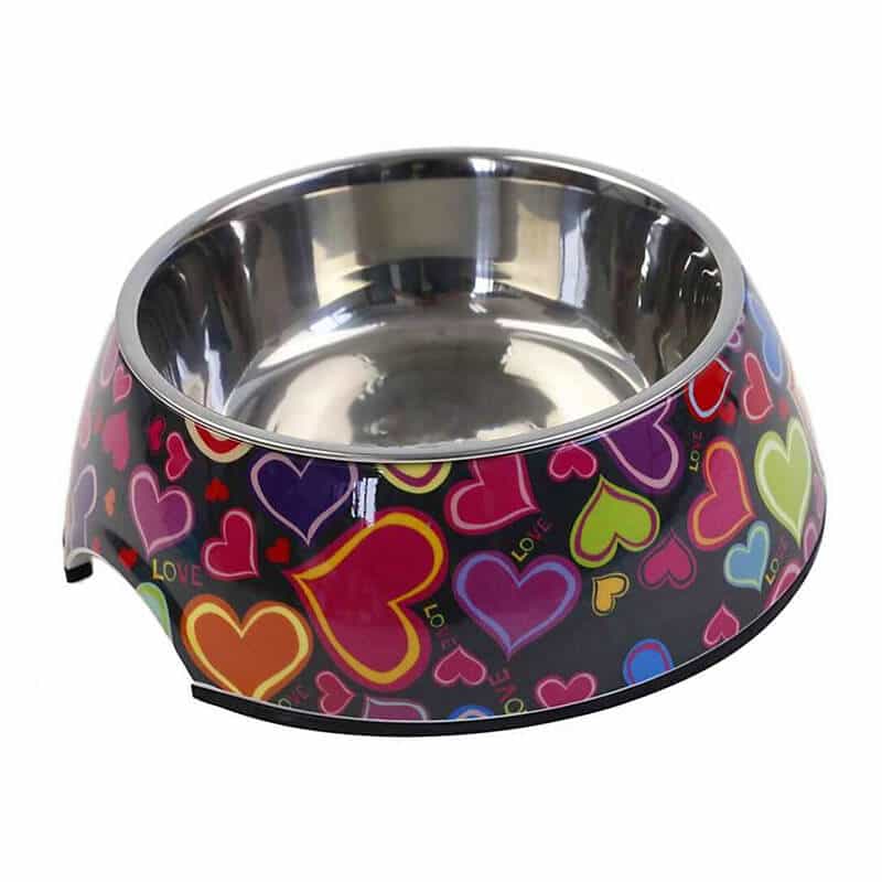 Plato Melamina Motivo Corazones Rojo L