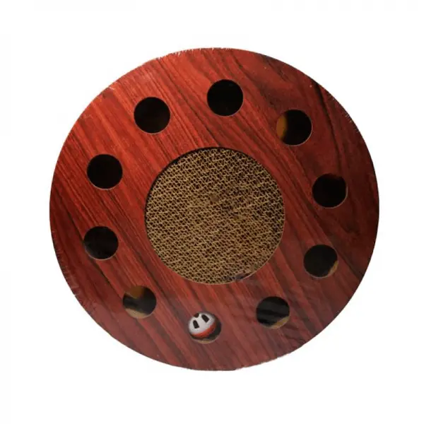 Rascador Redondo con Pelotas Marrón Oscuro