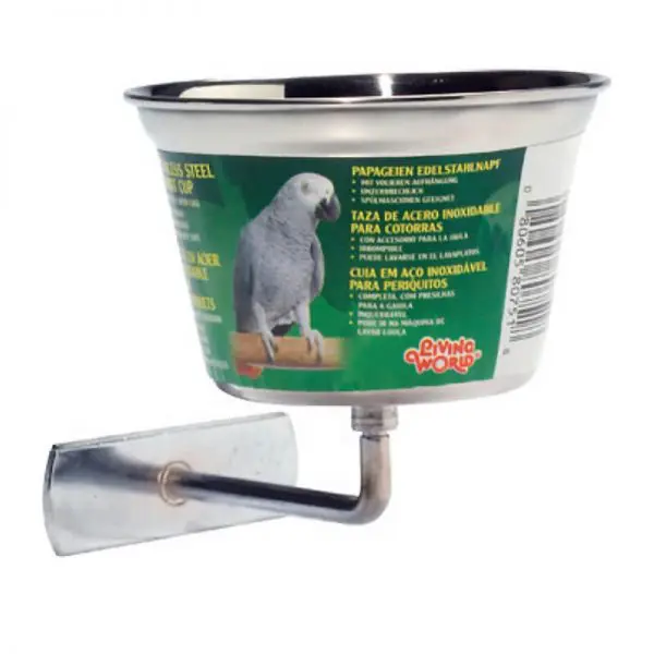 Tazon para Loro - De Acero Inoxidable - Mediano
