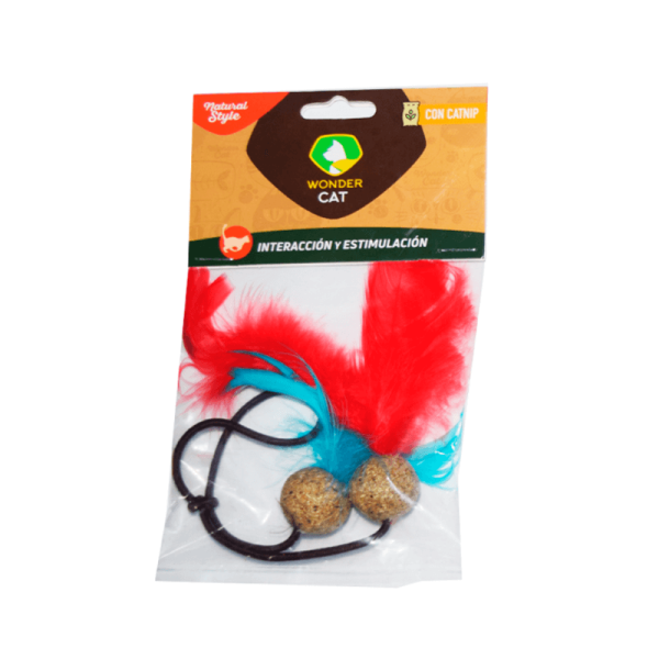 Bolas con Pluma y Cuerda - Wonder Cat - Azul y Rojo.