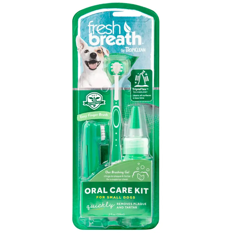 Tropiclean Oral Care Kit - Cepillo, Dedal y Gel 59ml