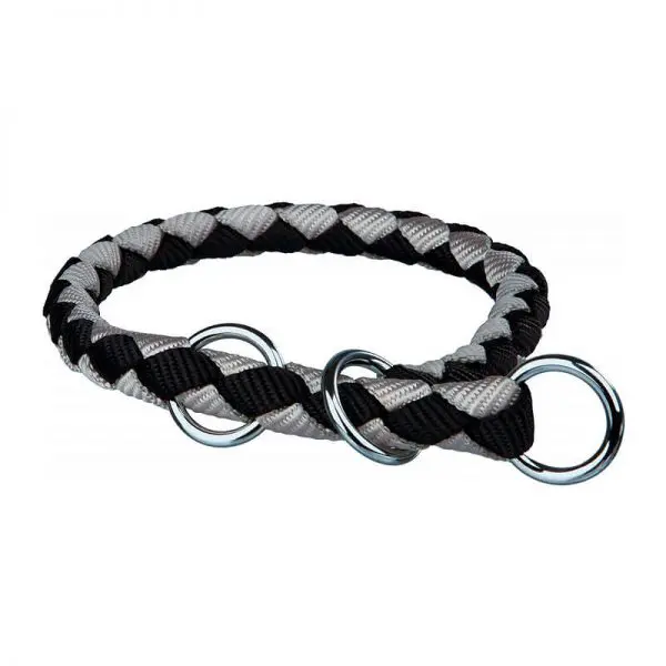 collar semi-choque negro-plateado