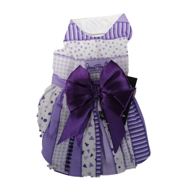 Vestido Blanco con Detalles en Morado - Talla XXS