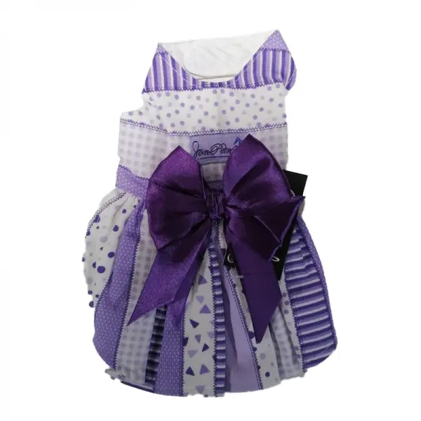 Vestido Blanco con Detalles en Morado - Talla XXS