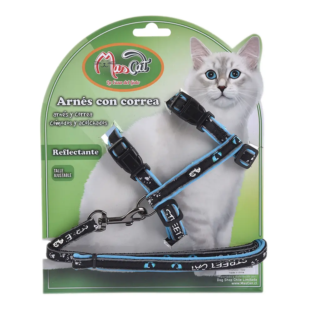 Arnes-correa gato reflectante Azul —  accesorios para gatos