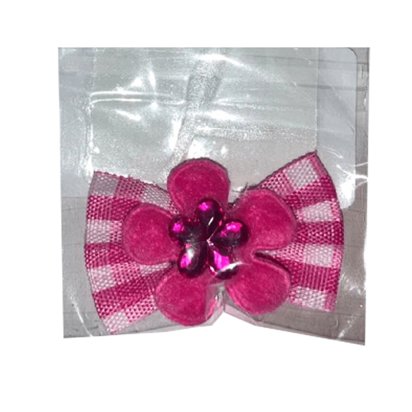 Lazo con elasticos rosado con rayas blancas