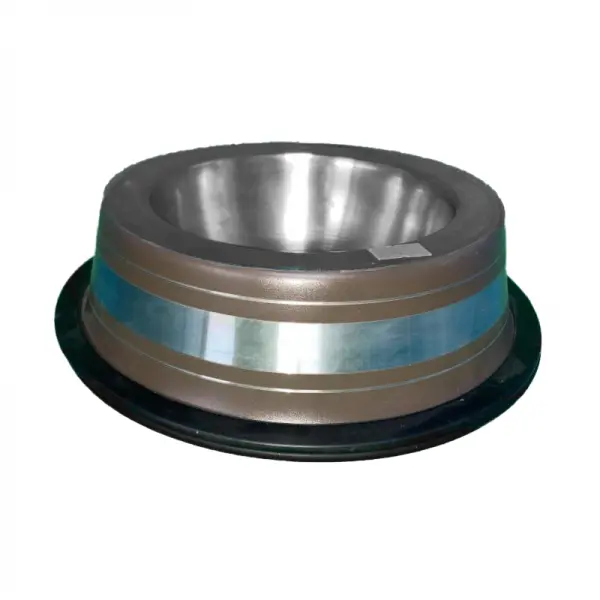 Plato Antideslizante Plateado Con Líneas Cafés