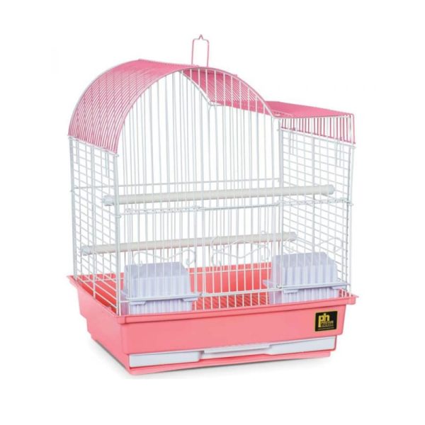Jaula Pequeña Rosa con Techo Curvo