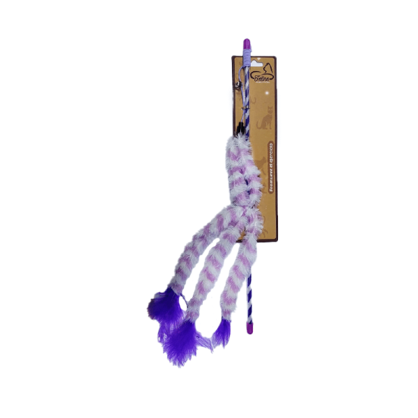 Varilla 3 Colas Morado Para Gato - 46cm