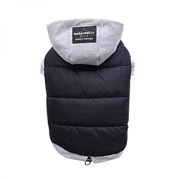 Parka Negra Impermeable L con Capucha Gris