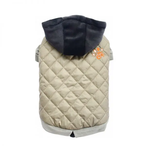 Parka Impermeable Beige S con Capucha Negra