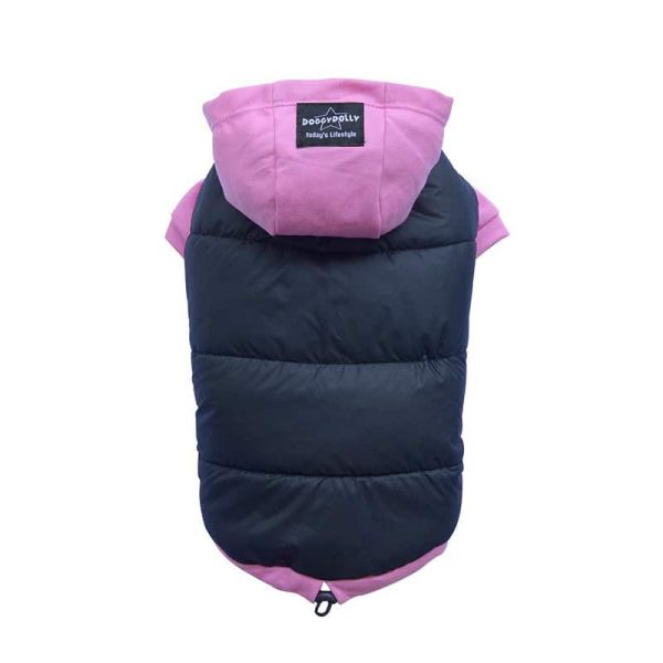 Parka XXL Impermeable Rosada y Negra con Gorro