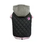Parka Impermeable M Rosada y Negra con Capucha Gris