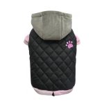 Parka Impermeable S Rosada y Negra con Capucha Gris