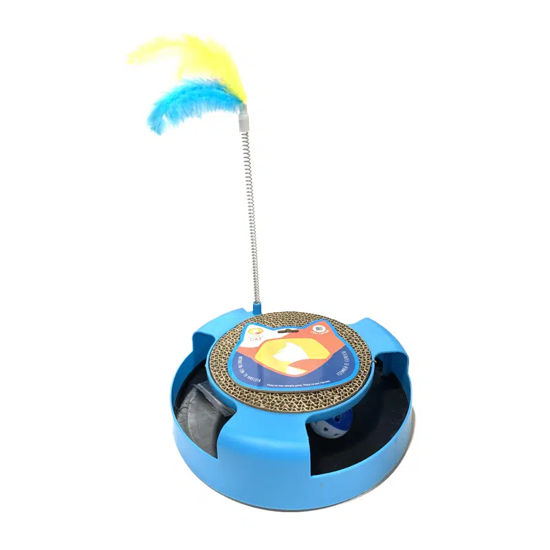 Juguete de carton con varilla y catnip azul - WonderCat Juguete de carton con varilla y catnip azul - WonderCat