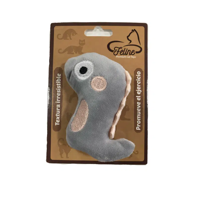 Peluche con catnip dinosaurio gris - Feline Peluche con catnip dinosaurio gris - Feline