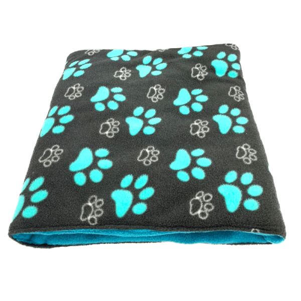 Saco de Polar Negro con Patitas Celeste L-Paraizoo