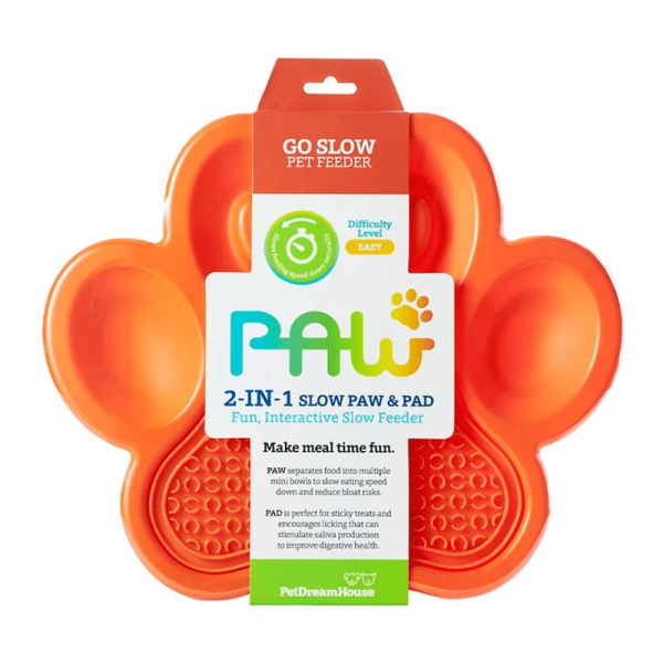 Plato de Alimentación Lenta-Paw 2en1 Naranjo