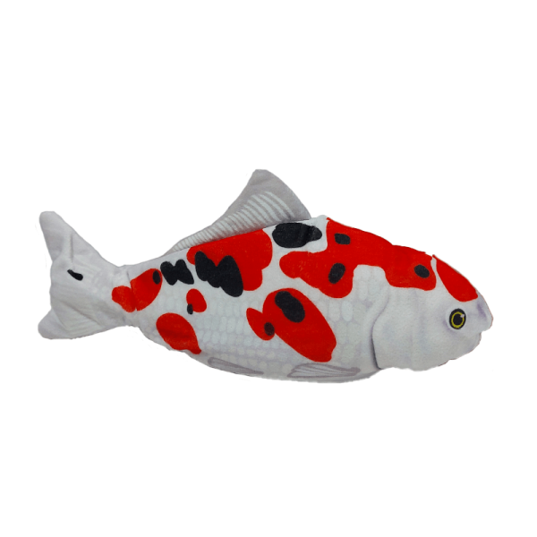 Pez Con Movimiento y Catnip - Blanco con Rojo