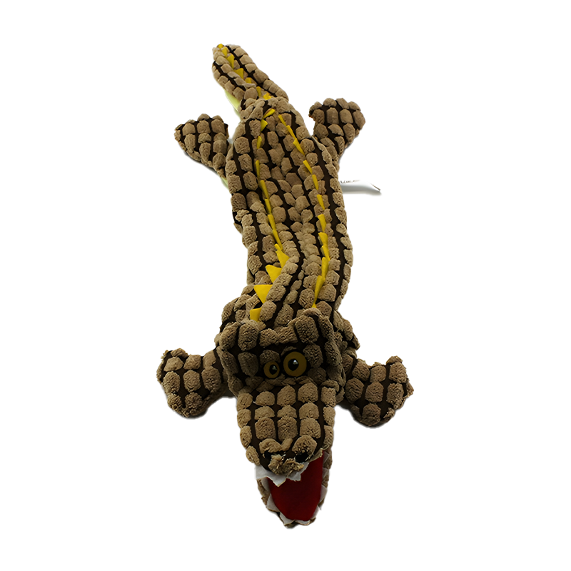 Juguete Peluche Cocodrilo Marrón con Amarillo —