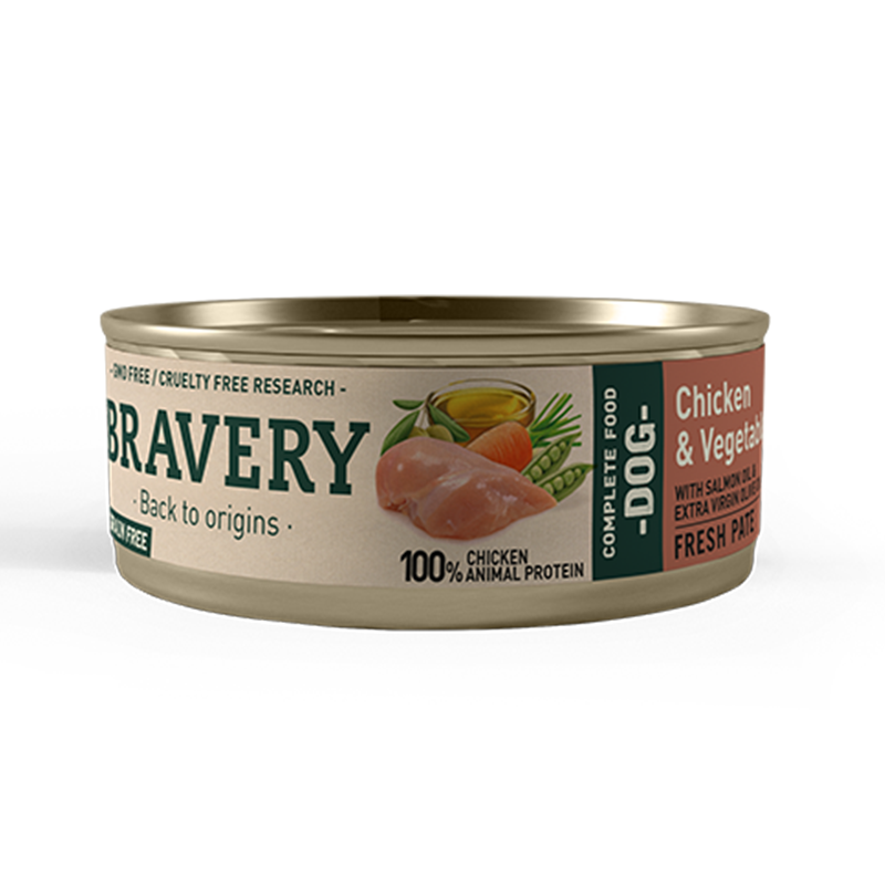 Bravery Lata Chicken and Vegetables Adult Dog 80gr