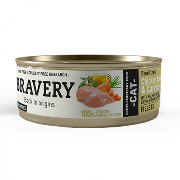 Bravery Lata Chicken and Carrots Sterilized Cat 70gr