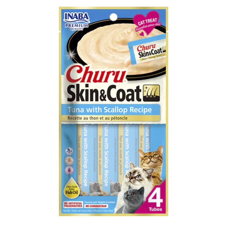 Churu Skin & Coat gato atun vieiras
