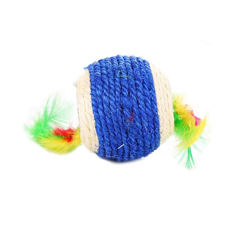 Bola de sisal con plumas de colores - Azul marino