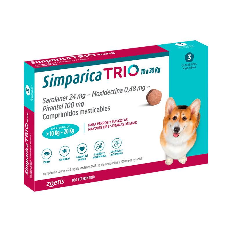 simparica trio 3 comprimidos 10-20kg