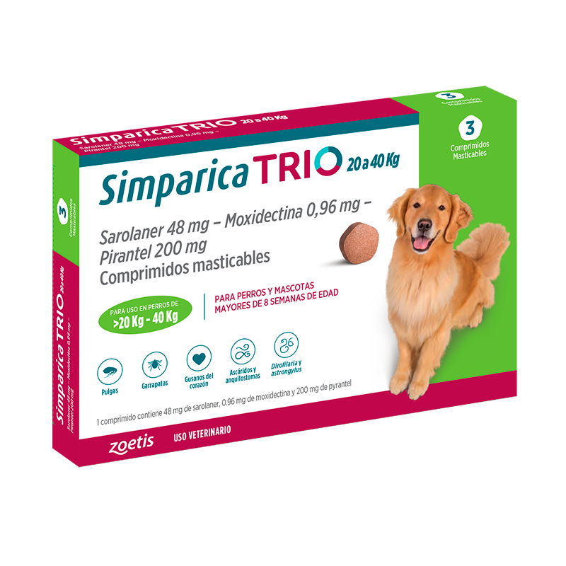 simparica trio 3 comprimidos 20-40kg