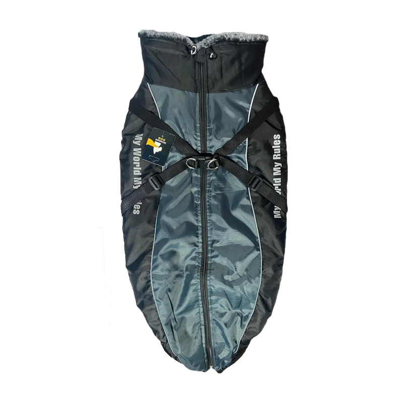 Parka 6XL para perro 70-82 kg Gris con negr