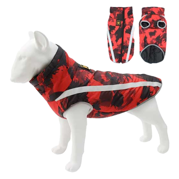 Parka impermeable con interior de algodon M Abstrato Rojo y negro -