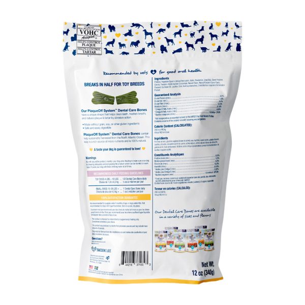 Plaqueoff Dental Bones Veggie y Blueberry 340g atras