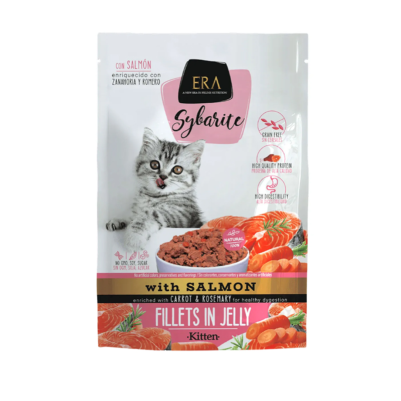ERA Sybarite Kitten Fillets in Jelly with Salmon with Carrot and Rosemary 85g