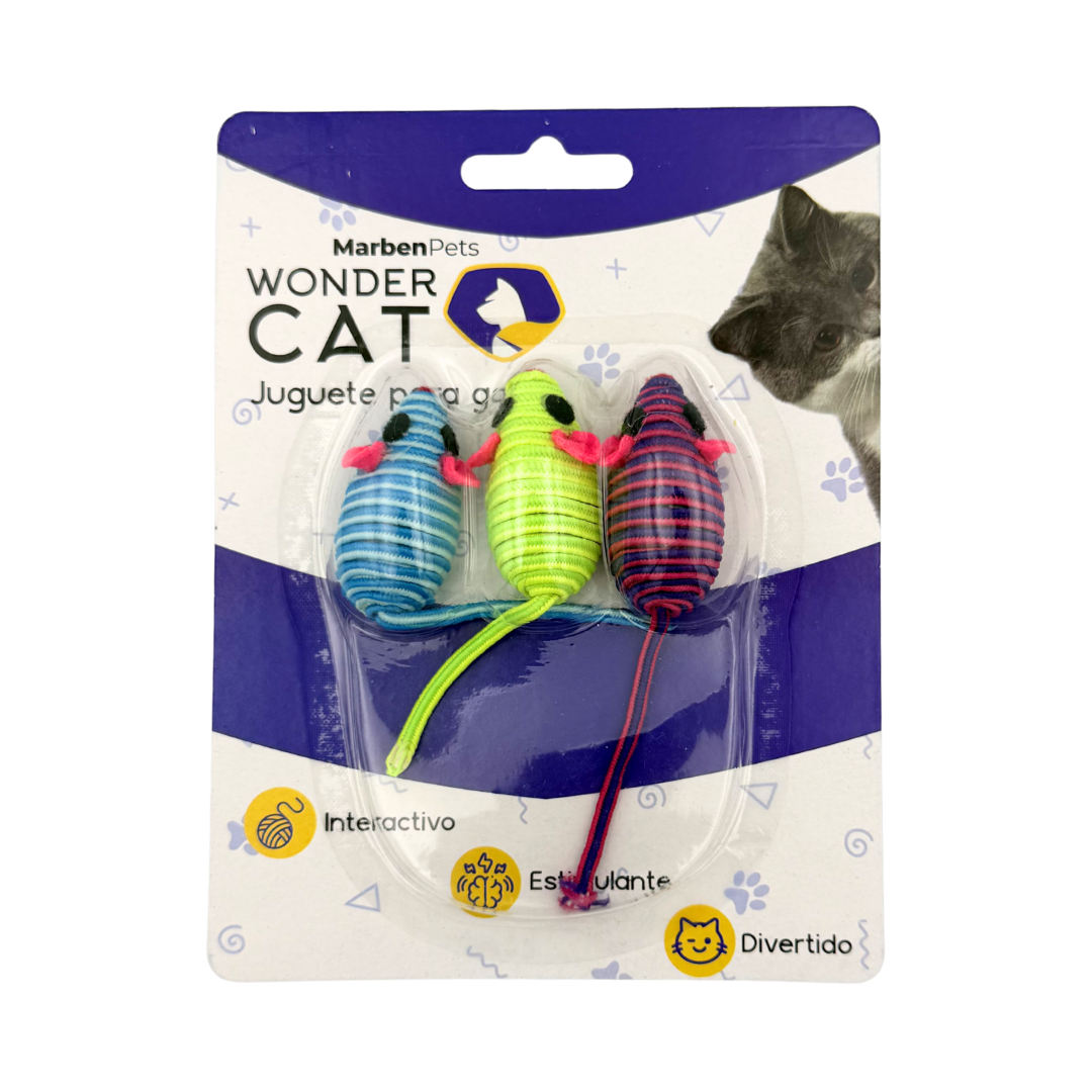 Set 3 ratones cuerda para gato