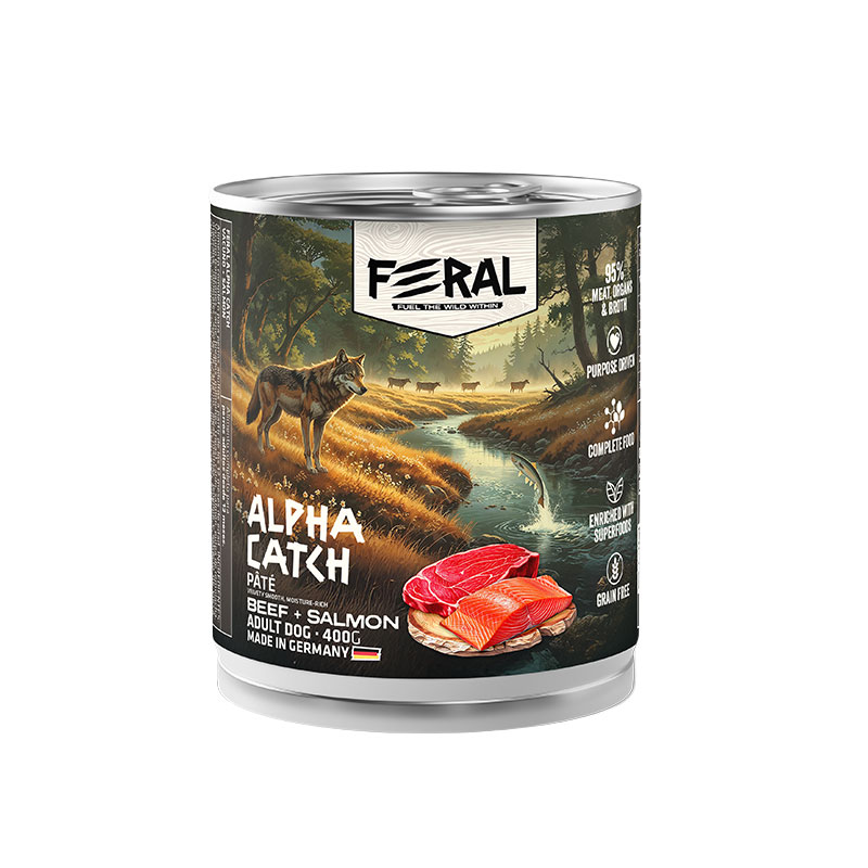 Feral-Dog-Adult-Alpha-Catch-Pate-Beef+Salmon-–-400g