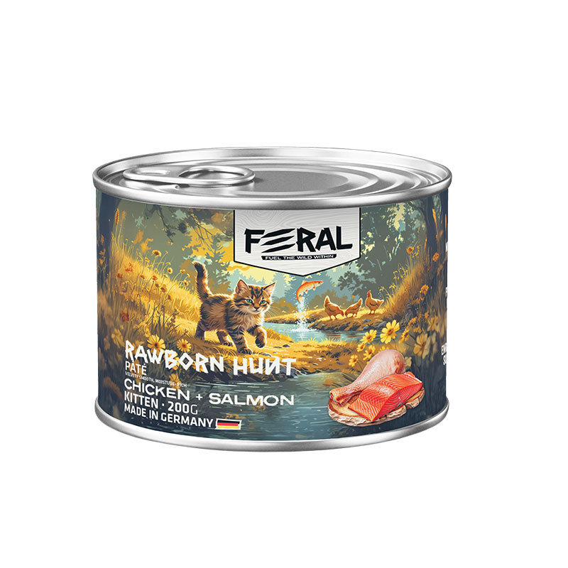 Feral-Kitten-Rawborn-Hunt-Pate-Chicken+Salmon-Cat---200g