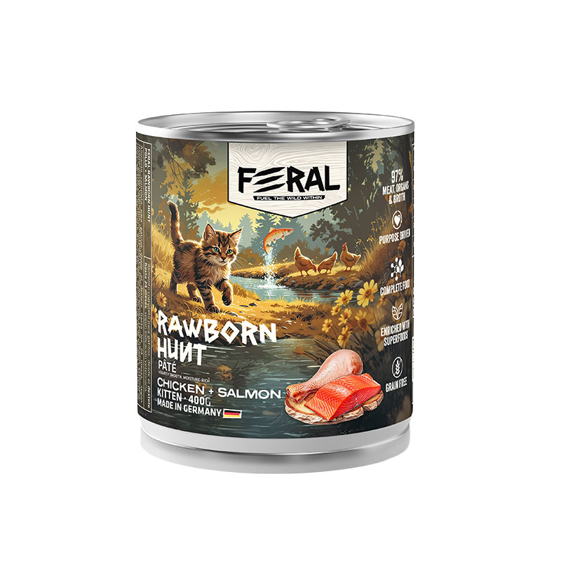Feral-Kitten-Rawborn-Hunt-Pate-Chicken+Salmon-Cat-–-400g